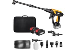Traumheim Akku Hochdruckreiniger mit 8000mAh Akku, 17PCS Max 68 Bar Tragbarer Mobiler Hochdruckreiniger mit 6-in-1 Düse und 180° Drehbare Düse, Kabelloser Hochdruckreiniger für Autos, Fahrrad, Terrase