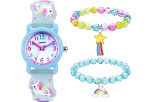 HMJIA Lern Armbanduhr für Kinder, Jungen und Mädchen.Kinder Analog Quarz Uhr Kinderuhr mit 3D Cartoon Design Silikon Armband, 3ATM, Japanischen Quarzwerk