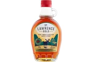 St Lawrence Gold Maple Syrup 250ml - 330g Grade A, 100% Pure Canadian Amber Maple Syrup for Pancakes, Waffles, Coffee and Cocktails - Buttery, Caramel Taste - Gluten Free, Vegan