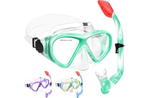 FTSMTK Schnorchelset Kinder - Taucherbrille Kinder mit Schnorchel Anti Leck Anti Fog HD Tauchmasken Dry Schnorchel für 4-13 Jahren Jungen Mädchen