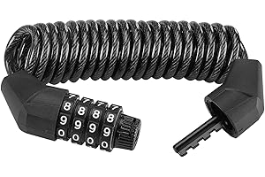 ROCKBROS Candado de Cable para Casco de Bicicleta Moto 150 cm Antirrobo con Códigos 4 Dígitos Alta Seguridad Negro