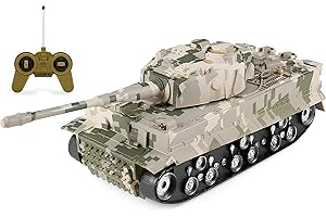 GENERICO Réservoir radiocommandé 28 cm avec son lumineux et effets sonores, tour rotative 360°, réservoir d'impact RC Réservoir à distance, jouet camouflage