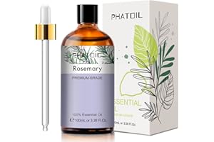 Aceite Esencial Romero 100ML, PHATOIL Aceite de Romero Para Nutrir el Cabello, Estimular el Crecimiento, Aceites Esenciales Naturales Puros para Humidificador, Difusor Aromaterapia, Vela