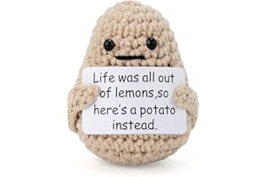 TOYMIS Mini Zabawny Pozytywny Ziemniak, 7,5cm Zachęta do Życia Dziergana Zabawka w Kształcie Ziemniaka Kreatywna Śliczna Wełniana Lalka Szydełkowana na Prezent Urodzinowy Lub Dekorację Imprezę