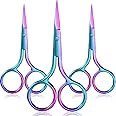 Mudder 3 Pack Rainbow Color Stainless Steel Precision Nose Hair Scissors Facial Hair Scissors Straight Tip Scissor for Eyebrows, Nose, Moustache, Beard