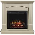 Dimplex Chadwick Optiflame Electric Fire Suite, Cream Stone Effect Fully Assembled Fireplace Suite with LED Flame Effect, Variable Flame Height, Log Style Fuel Bed, 1.5kW Fan Heater and Remote Control