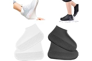 BASETOUSUAL 2 Silikon Überschuhe, Schuhüberzieher Regen, Schuhüberzieher Wasserdicht, Wiederverwendbare Wasserdichte Überschuhe Mit Antirutschsohle Für Regen Schneetag Wüstenstrand Schlammige Straßen