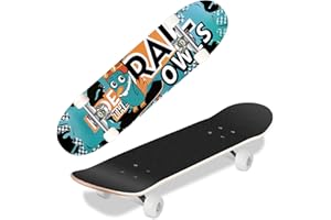 Hikole Completo Skateboard para Principiantes, Adolescentes, Niñas, Niños, Tabla de Crucero de 80 x 20 cm, Patineta Cóncava de Arce Canadiense de 7 Capas, Rodamiento ABEC-7