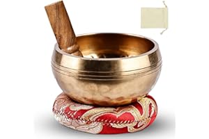 BYZESTY Ensemble De Bols Chantants Tibétains: 3 Pièces Artisanat Authentique, Bol De Méditation Pour La Détente Profonde Et La Réduction Du Stress, Bol De Yoga Pour L'Équilibre Et L'Harmonie (8cm, Or)