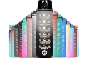 HOMEEX 1 Litre Water Bottle Motivational Fitness Sport Water Bottles with Straw & Time Maker, BPA-free Plastic Drink Bottle 1l Design for,Gym (Black and White)