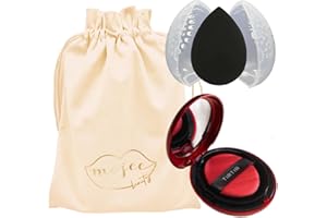 Make Up Bundle With Tirtir Korean Cushion Foundation Mask Fit Red SPF 40 PA++ 21N Ivory 18g Full Size, Beauty Blender With Travel Case And Mojee Beauty Canvas Bag