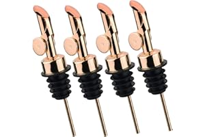 Pafusen 4 Olivenöl Ausgießer, Klappe Ausgießer und Hält Ihr Olivenöl Frisch, Ausgießer - Verhindert Auslaufen und Verschwendung (Edelstahl, Rose Gold)