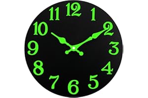 DIYZON Luminous Wall Clock, Silent Non-Ticking 12'' Night Light Wall Clocks Battery Operated, Country Style Wooden Illuminated Wall Clock Decorative for Kitchen, Home, Bedrooms