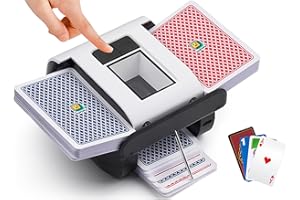 OUFUYU Kartenmischmaschine Elektrische, Automatischer Kartenmischer für 1–2 Decks One-Press Auto & Manueller Wiederaufladbar 2000mAh Geräuscharm für Poker UNO Blackjack Skip-BO Phase 10 Texas Hold'em