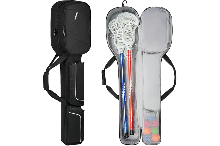 Jaffzora Lacrosse Stick Bag, Lacrosse Carrying Case for Men Women, Lacrosse Equipment Bag with Shoe Compartment Up to US Men Size 16