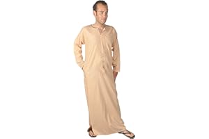 Egypt Bazar Moderner Herren-Kaftan Hauskleid, Farbe: beige