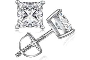 Miaofu Pendientes, Oro Blanco 18K Plateado Pendientes Cúbicos Zirconia Plata Esterlinas Para Hombre Mujer, Tamaño 4mm-8mm Joyería Fina