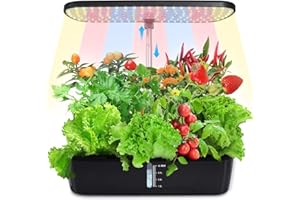 Fullwatt Hydroponisches Anzuchtsystem, Smart Garden 12 Pods Indoor Kräutergarten mit Wachstumslicht, Hydroponic System mit Automatic Timer, 3 Modi, Höhenverstellbar für Haushalt und Küche
