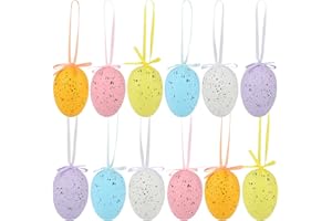 AUBESS 24 sztuki jajek wielkanocnych do zawieszenia, nakrapiane, plastikowe jajka, mini jajka wielkanocne do zawieszenia, dekoracja jajek wielkanocnych, ozdoby choinkowe, dekoracyjne jajka do majsterkowania,