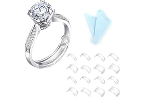 RIPEFUN 17PCS Invisible Ring Size Adjuster Set for Loose Rings for Any Rings, 8 Sizes Clear Ring Resizer 16PCS Clip-On Reduc Spacer Guard and 1PC Wiping Cloth Fit Almost Rings
