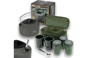 LIDSTERS FISHING SUPPLIES NGT CARP FISHING KETTLE BREW KIT SET 2 CUPS 3 POTS TEA CASE TACKLE OUTDOOR COOKING CAMPING SET