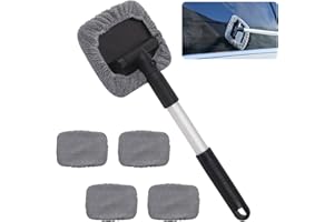 Jetisva Retractable Car Windscreen Cleaner Tool Car Window Cleaner Inside Kit with 4pcs Washable Microfiber Cloth 180°Rotating Car Windshield Cleanning Wiper Car Glass Cleaner Brush for Auto SUV
