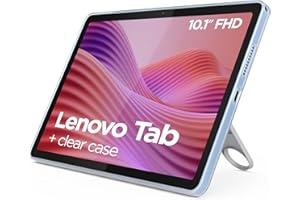 Lenovo Tab, Display 10.1" FHD, Processore Mediatek Helio G85, RAM 4GB, Memoria 128GB, WiFi 6, Tablet Android 14, Clear Case incluso - Polar Blue