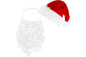 ROSAUI Santa Hats Santa Beard and Santa Wig Christmas Decorations Xmas Hat Beard and Wig Set for Adults Family Party Gifts Fancy Novelty Costume Dress