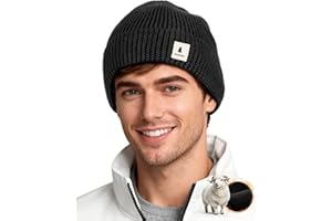 GoSkala Merinowolle Mütze Mit Fleece für Herren & Damen, Warme Wintermütze, Klassische Strickmütze Fisherman Beanie, Bequeme, Elastisch & Winddicht, Unisex