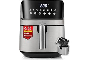 ‎LEHMANN LEHMANN Heißluftfritteuse XL 6,5L, 8 Programme, Große Metallkammer, Digitales Display, Timer, Antihaftbeschichtung, Spülmaschinenfester Korb, 80-200°C, Air Fryer ohne Öl für Familie