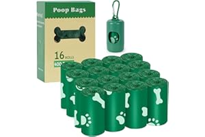 BOTEWO Sacchetti Cane Cacca 400 Pezzi : Sacchetti Cane Con 1 Dispenser, Profumati Sacchetti Cane Cacca Biodegradabili, Extra Spessi, Forti e Prova di Perdite (16 rotoli / 400 unità)