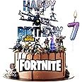 7th Video Game Happy Birthday Cake Topper, Paper Badge Party Supplies Decoration Supplies for Kids Adults Girls Boys