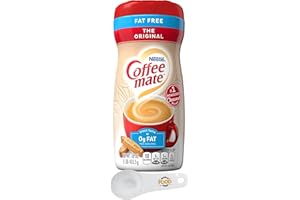 Coffee Mate Powder Original Fat Free - 16oz Canister with World Food Shop Scoop | Non-Dairy Coffee Creamer with a Smooth and Creamy Texture - Ideal for Adding Richness to Your Coffee Experience