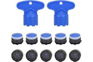 FOGBUSH 10 Stück Perlatoren für Wasserhähne,M18.5 sieb für Wasserhahn Perlator Perlatoren für Wasserhähne 2 Aufsteckschlüssel Maulschlüssel für Küche Bad & Garten Wassersparend & Spritzschutz