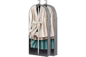 Foeska 2 sztuki toreb na ubrania, pyłoszczelna, przezroczysta torba na ubrania, 60 x 10 x 152 cm, do przechowywania płaszczy, koszulek, sukni wieczorowych, pokrowiec ochronny na garnitur, 2 szt.,