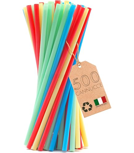 USETCC Cannucce Silicone Riutilizzabile, Set da 12 Cannucce per bambini, Cannucce Sovradimensionato per Frappè, Frullati, Yogurt, Bevande Fredde(90mm*255mm+ 2 Scovolini per la Pulizia
