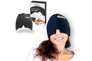 Bonnet Anti-Migraine Froid avec Gel – Masque Compressif Migraine & Maux de Tête – Poche de Glace En Gel – Ultra-Frais (617g) + Sac Zippé – CLIMSOM MIGRAINE – Idée Cadeau Noël