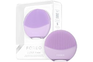 FOREO LUNA 4 mini Cepillo de limpieza facial y masajeador facial - Mejora la absorción de los productos de cuidado facial - Cuidado facial simple - Para todo tipo de pieles - Lavander