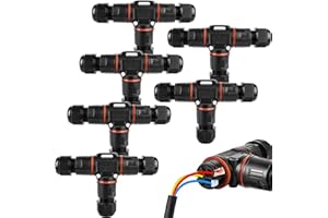 GAOUTO 6 conectores de cable de 3 polos, resistentes al agua IP68, conector de cable en forma de T, resistente al agua de 3 pines, manguito de conexión para cable de 3 a 12 mm de diámetro, caja de derivación