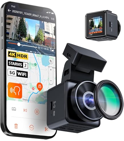 Dashcam VANTRUE N5S 4 Canaux - Enregistrement 360° Jour Et Nuit - WiFi 5GHz & GPS - Parking Sécurisé 24h/24 - Commande Vocale Française