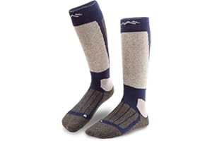 gipfelsport Chaussettes de ski en laine mérinos, hauteur genou – chaudes et rembourrées pour ski et snowboard – Homme, Femme, Enfant