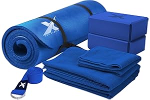 XN8 SPORTS Xn8 Yoga Starter Set - 6-Piece Yoga Mat Set Included NBR Pilates Mat, Stretching Block, Yoga Towels & Yoga Strap - Complete Yoga Starter Kit for Beginners