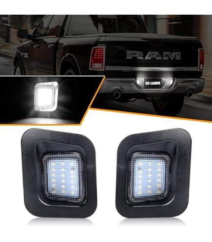 Feux De Plaque D'immatriculation LED Pour Dodge RAM 2002-2022 – Remplacements Plug-and-play – 18 LED SMD – Noirs – Certifiés E