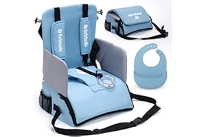 BEBISAFE | Tronas de Bebe - Trona Portatil Bebe Plegable - Alzador Silla para Niños comer - De Viaje Portatil y Plegable - Alzador Silla comer - Elevador para niños - Incluye Babero Silicona (Azul)