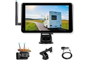 VECHTEL Solaire Caméra de Recul sans Fil, Caméra de Recul sans Fil avec 10000 mAh Batterie Rechargeable, Moniteur 7 Pouces Soutien Étanchéité IP68 Vision Nocturne BSD DVR Super Grand Angle