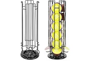 Vinsani 24 Coffee Pod Holder - 360° Rotating Tower Coffee Pods Storage Rack Stand Compatible with Dolce Gusto Coffee Capsules – Non-Slip Surface – Sleek Black Finish