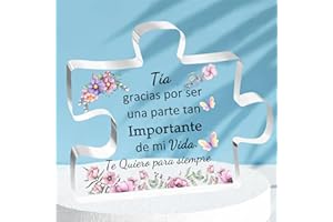 FCZIVA Tía Placa Acrílica Regalos Día de la Madre Cumpleaños Tía Mujer Escritorio Puzzle Signo Navidad Personalizado Titi Acción De Gracias Decoración del Hogar Lindo Diseño De Flores