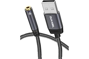 ‎DUKABEL DuKabel Externe USB Soundkarte 0.2M USB auf 3.5mm Klinke Stereo Headset Adapter kompatibel mit PC, PS4, PS5, Laptop, Lautsprecher, Kopfhörer (CTIA Standard) und 4 poligem Mikrofon - Top Series