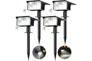 nipify Luces Solares LED Exterior Jardin con Sensor de Movimiento，[3 Paquete/62 LED/3 Modes], IP65 Focos Exterior Solares Potente Lamparas Suelo para Patio,Caminos,Terraza,Suelo,Césped, Blanco Frio
