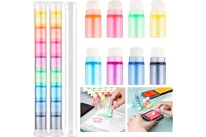 OTCRAFT 24Pcs /Set Soft Bristles Finger Daubers with Storage Box Ink Blending Brushes Mini Stackable Blender Brushes Brush Head 0.75'' for Cardmaking Painting Drawing Handles Ink Blender Tool (Color)